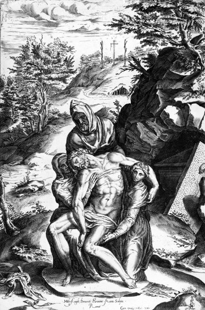 Pieta, engraved by Alberti Cherubino by Michelangelo Buonarroti